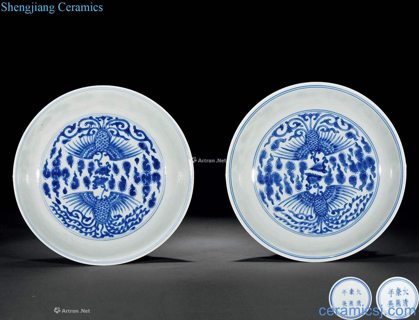 The qing emperor kangxi porcelain "the double phoenix" tray (a)