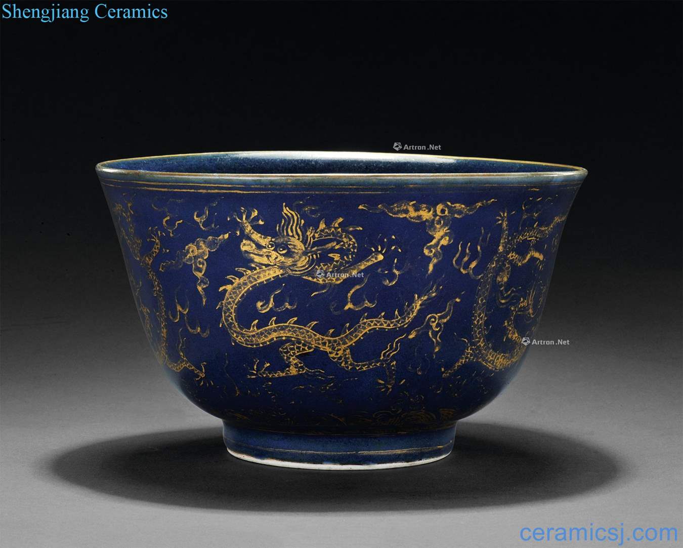 Ming wanli blue glaze "dragon" green-splashed bowls