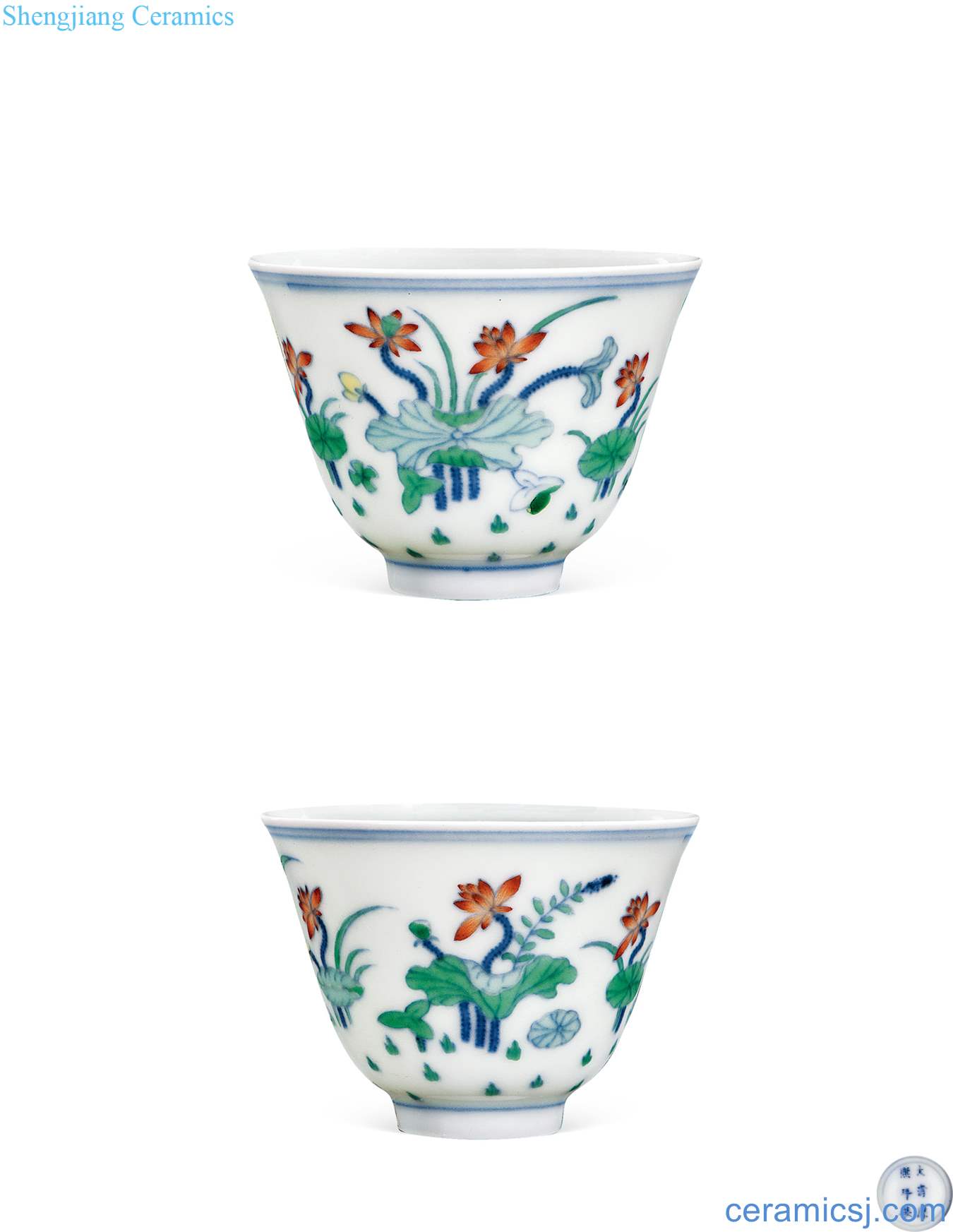 The qing emperor kangxi bucket color lotus pond cleaning fun little cup