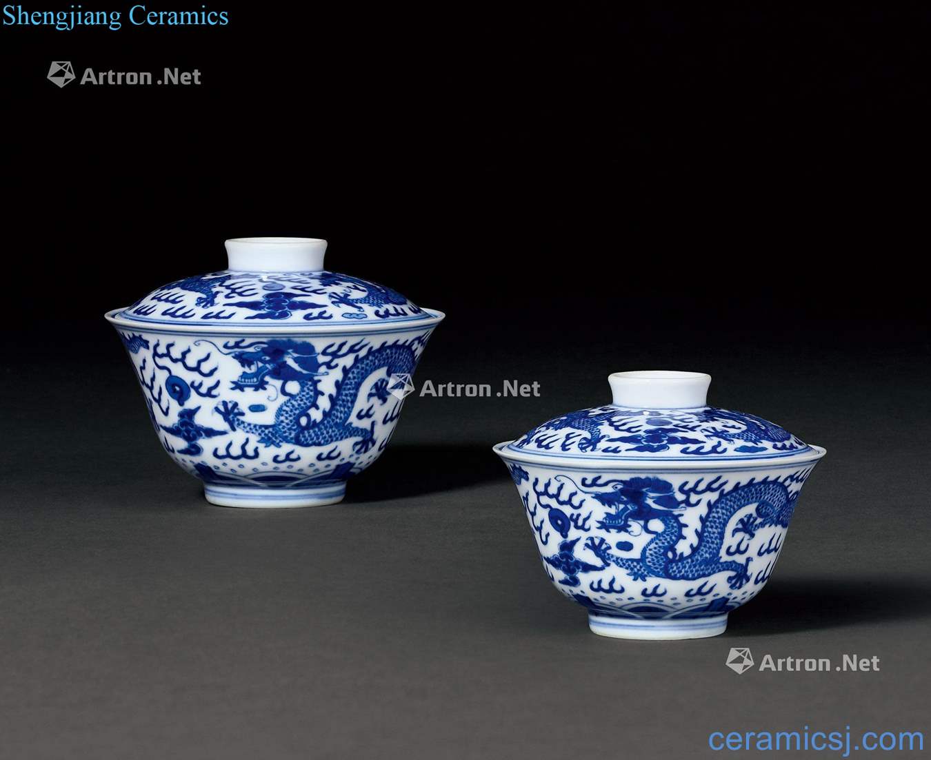 Qing guangxu Blue and white YunLongWen cover cup (a)