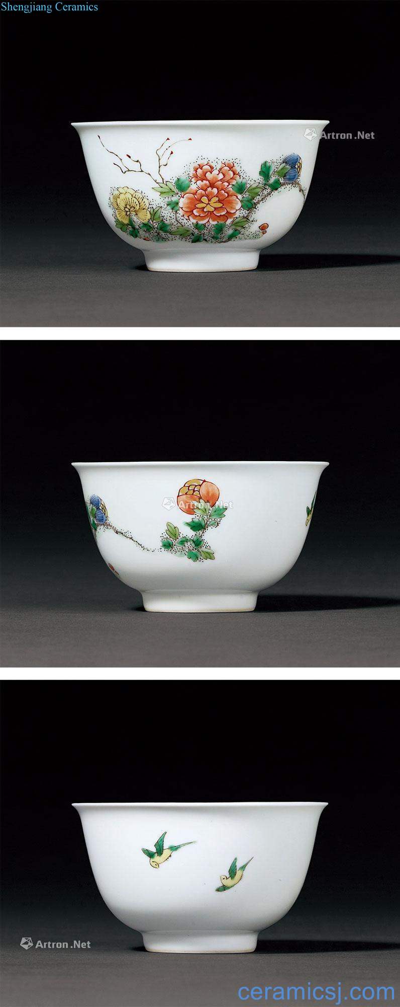 The qing emperor kangxi colorful paint painting of flowers and small bowl