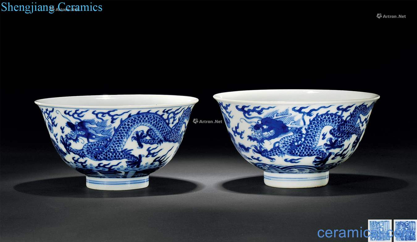 Blue and white dragon grain qing qianlong bowl (a)