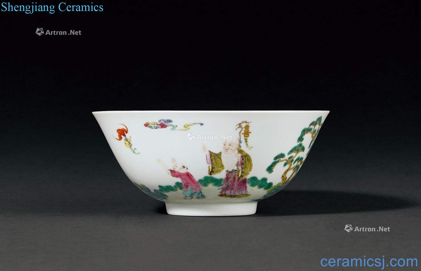 Clear light pastel ferro ShouXi figure bowl