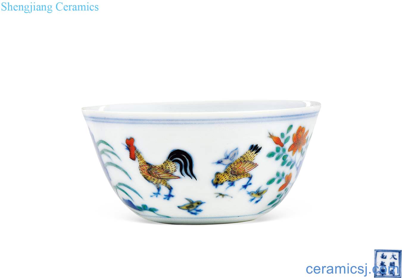 The qing emperor kangxi color bucket cylinder cup chicken
