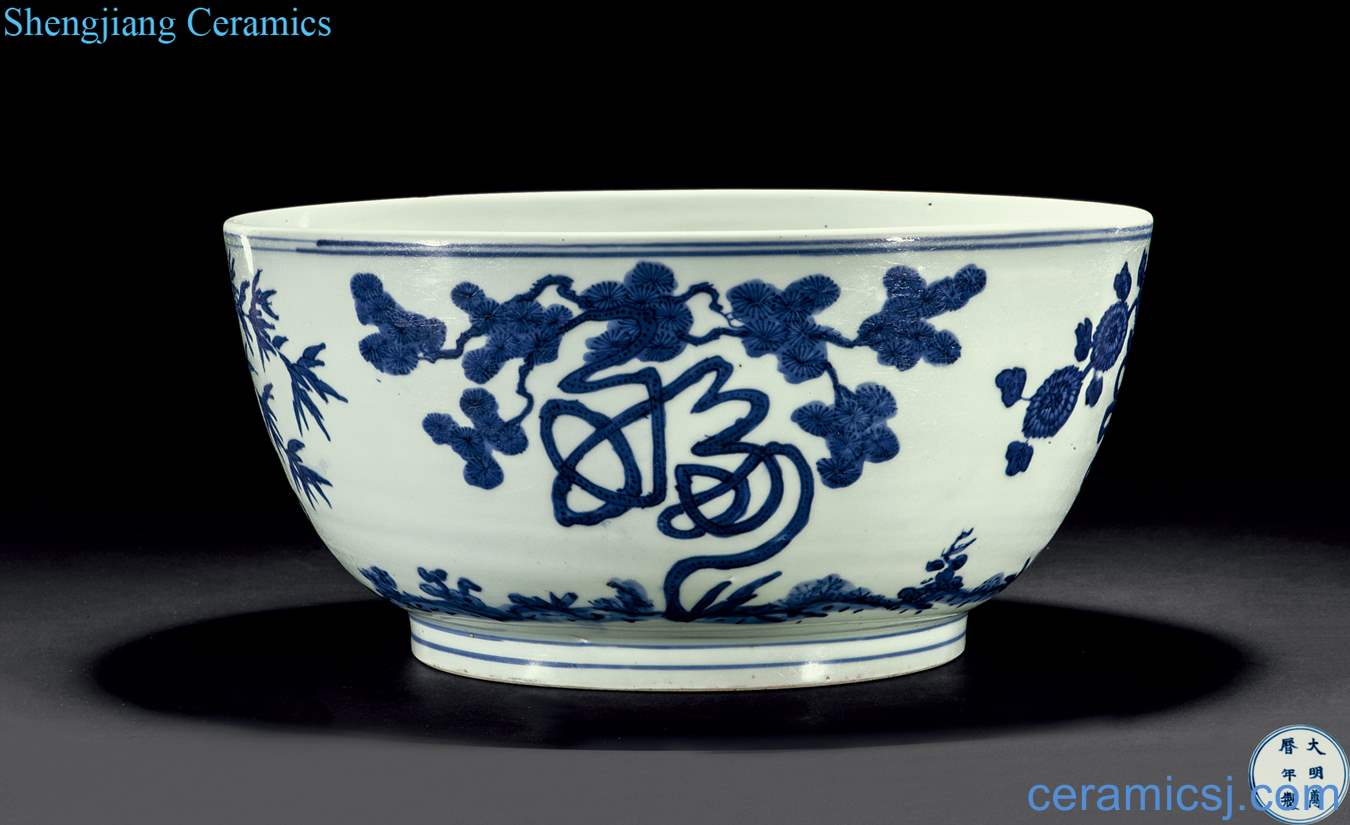 Ming wanli Blue and white live corning big bowl