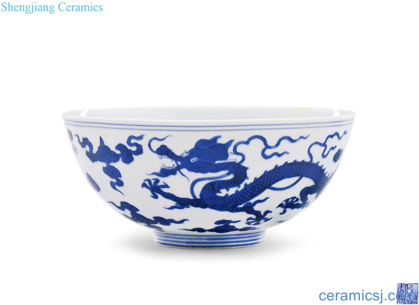 Qing qianlong Blue and white dragon bowl