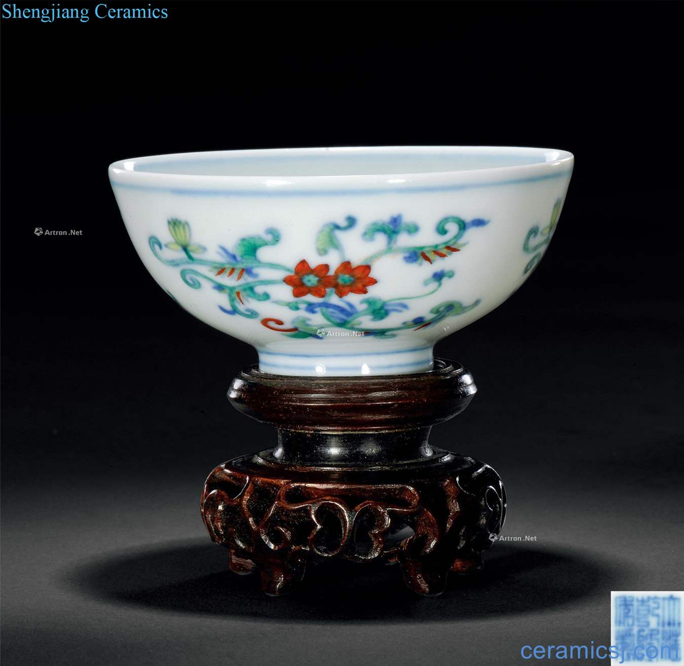 Qing qianlong bucket color lines bowl "flower"