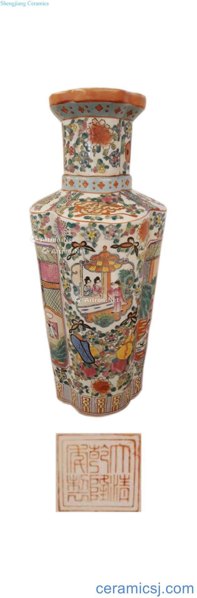 Qing qianlong year pastel figure vase (a)