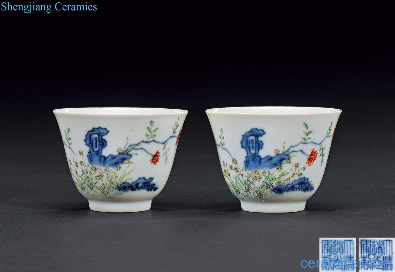 Qing daoguang Colorful flora cup (a)