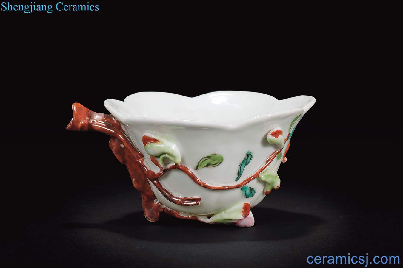 Qing qianlong pastel carved porcelain flowers small