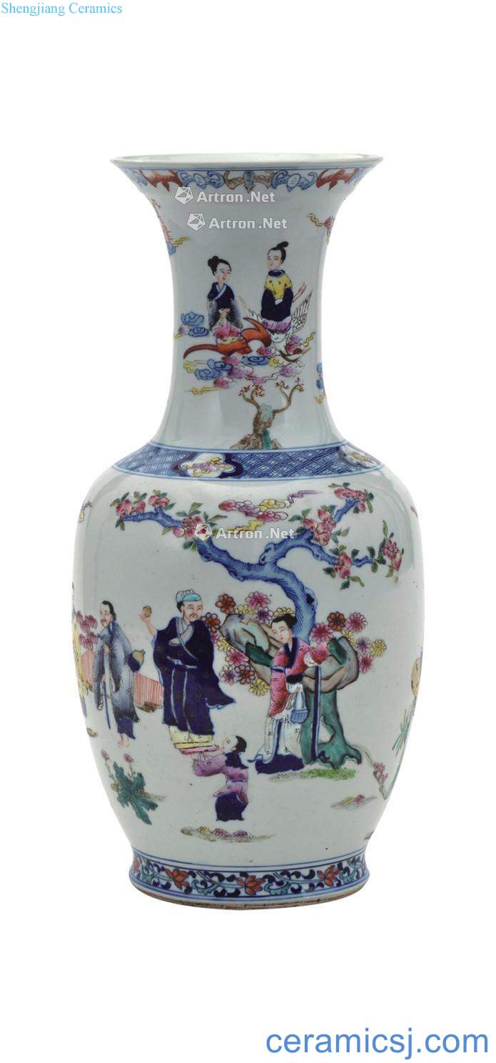 Jiaqing porcelain enamel characters, the eight immortals birthday dish buccal bottle (a)