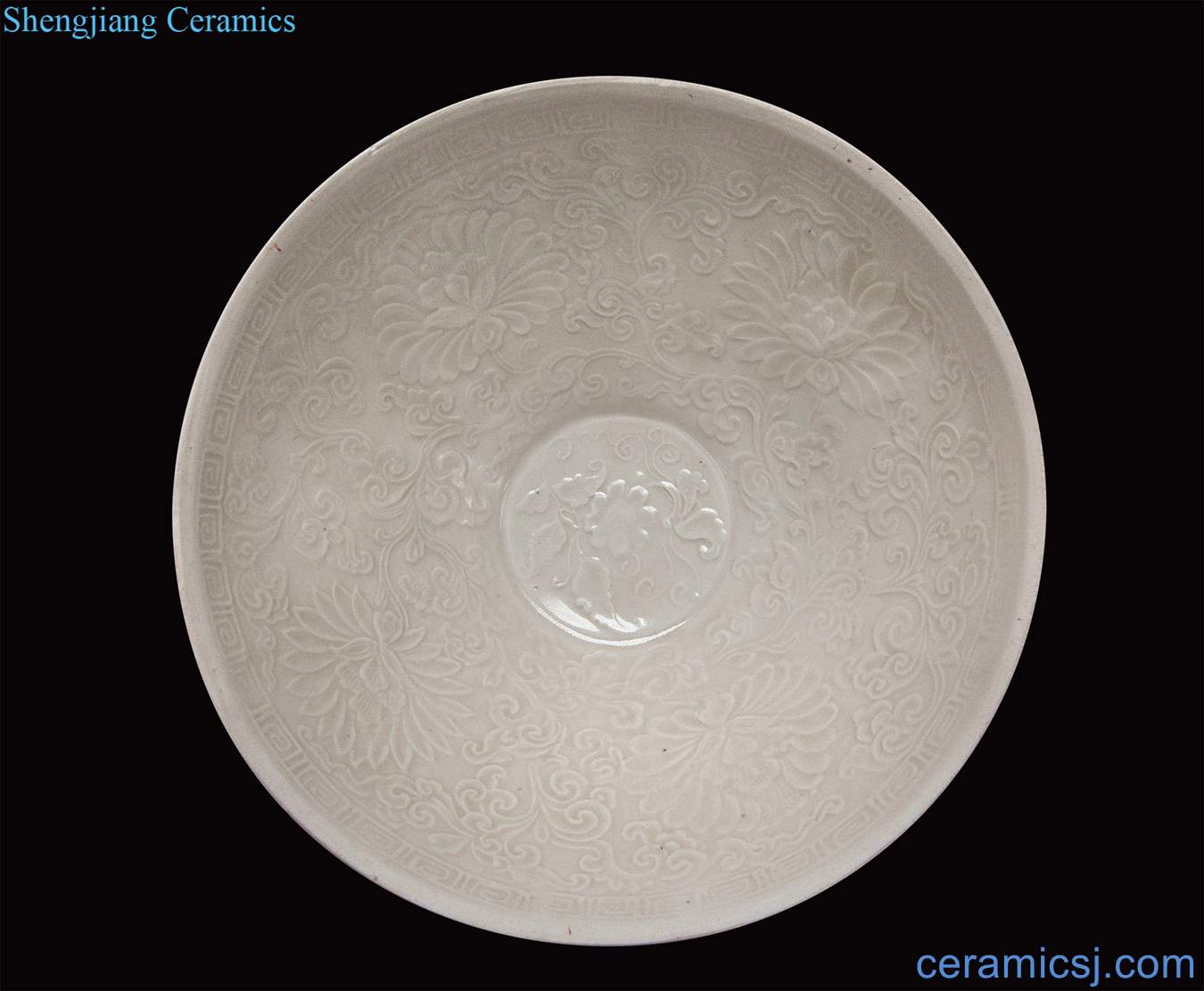 yuan Kiln printing peony spot bowl