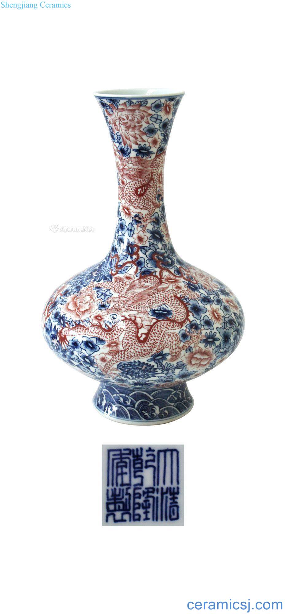 Blue and white youligong red dragon pattern design (a)