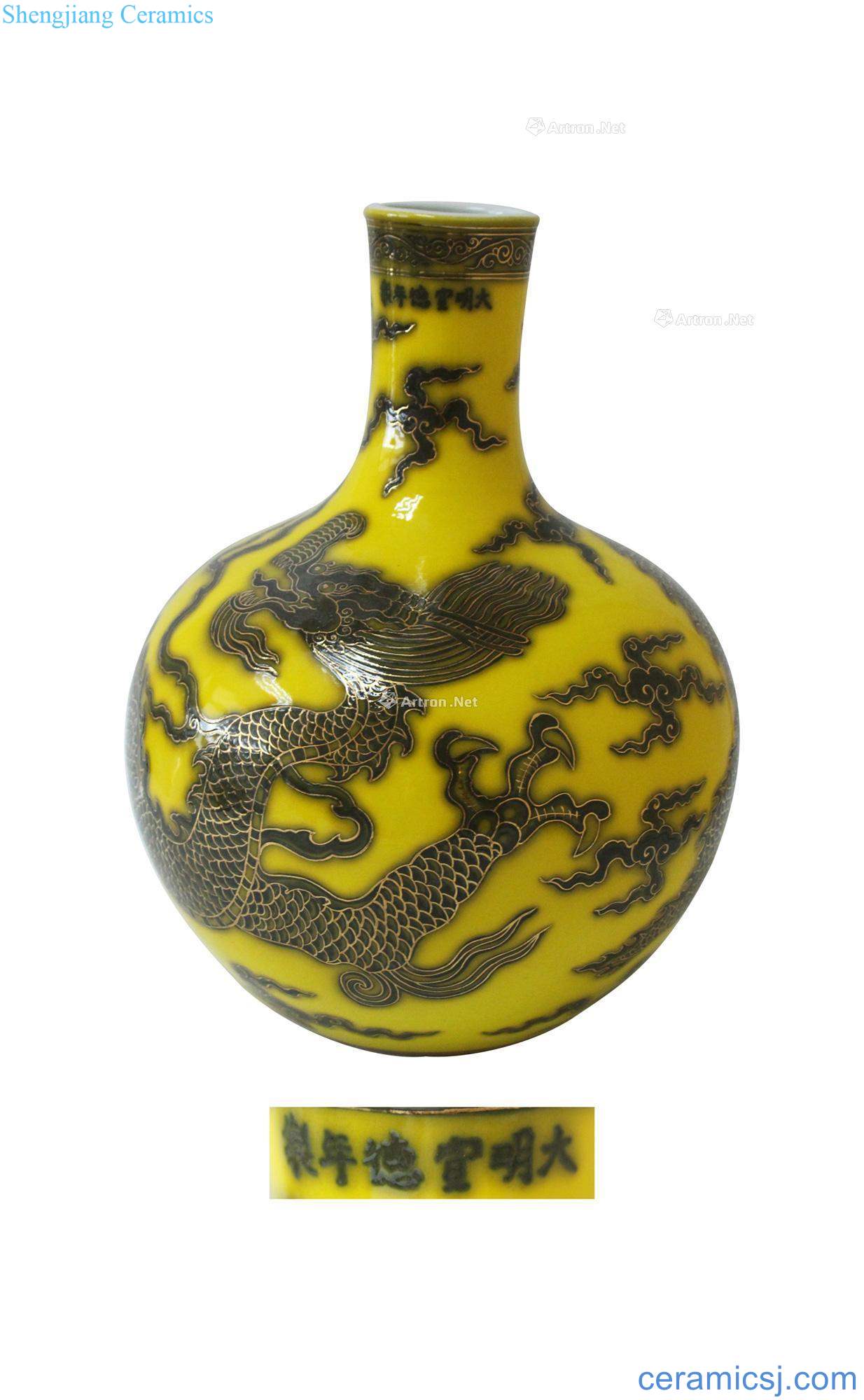 Yellow glaze porcelain YunLongWen tree (a)