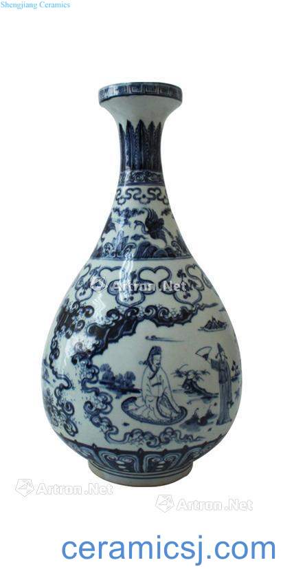 Stories of Ming dynasty blue and white stripes dish okho spring bottle (a)
