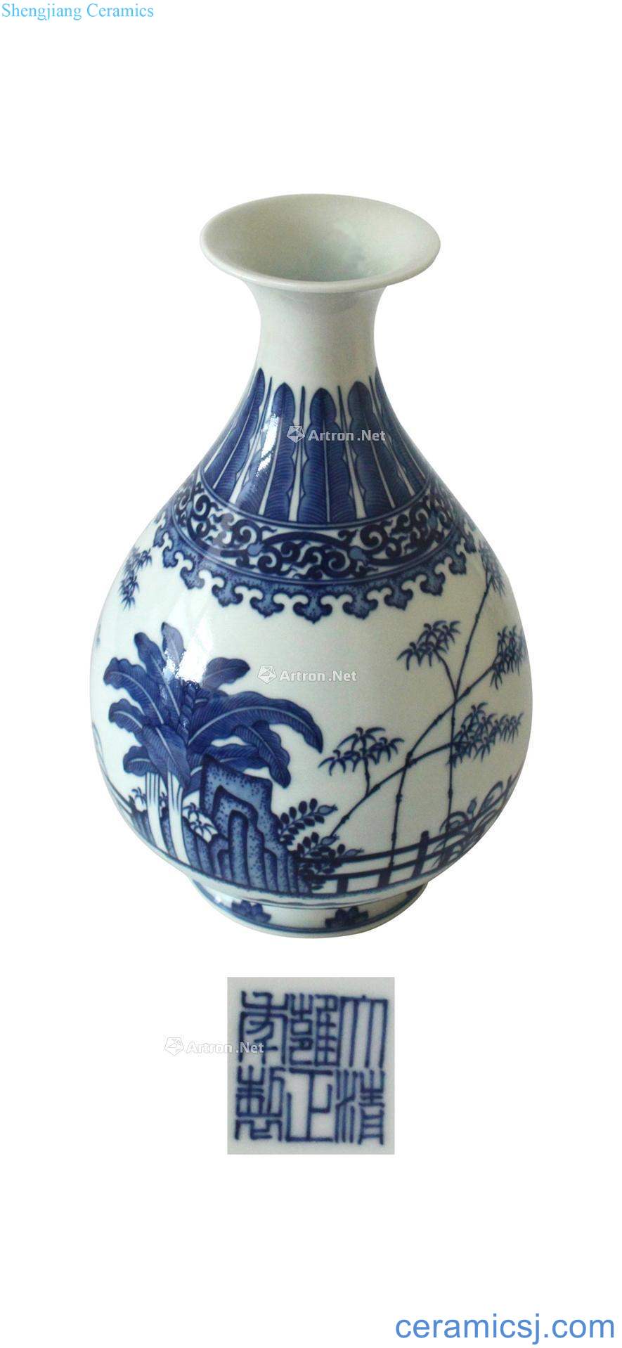 Blue and white flower grain okho spring bottle (a)