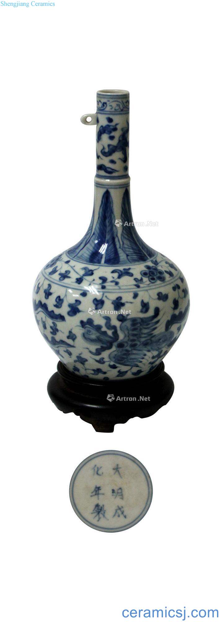 Blue and white chicken wear pattern straight flask (a)