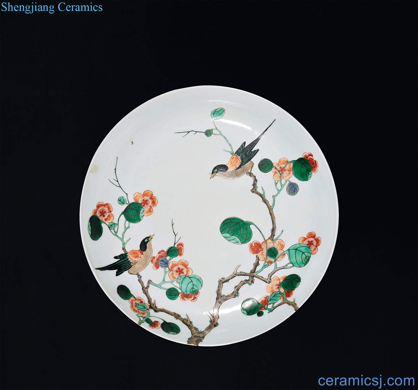 The qing emperor kangxi Colorful flowers and birds tray