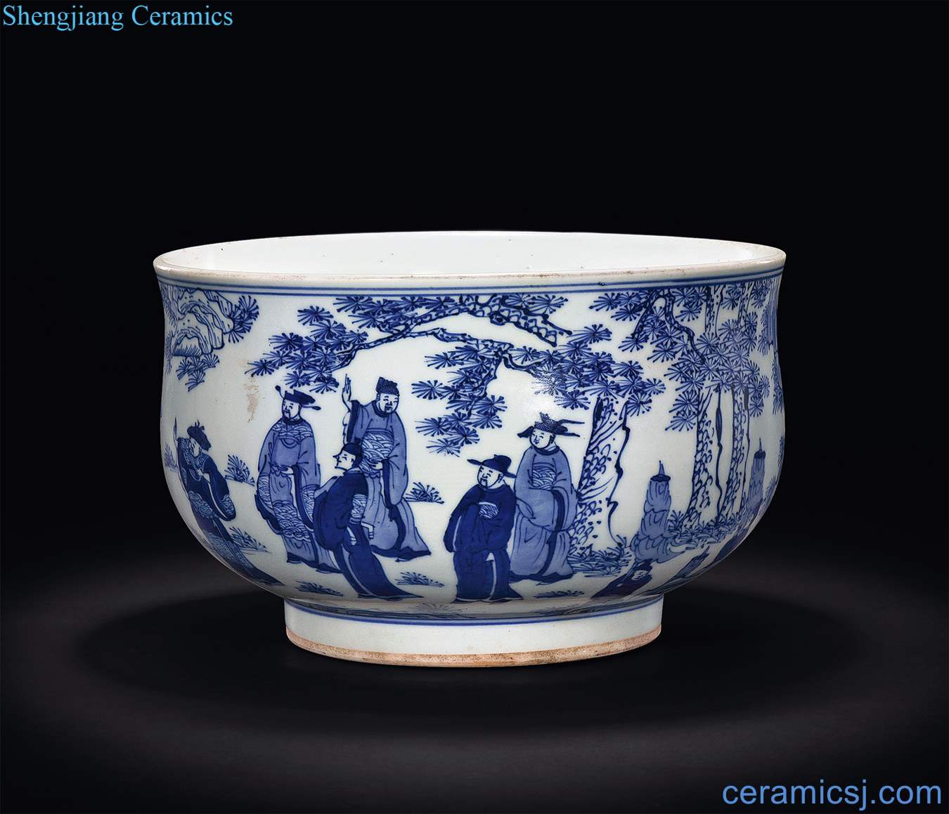 Ming chongzhen Blue and white characters censer