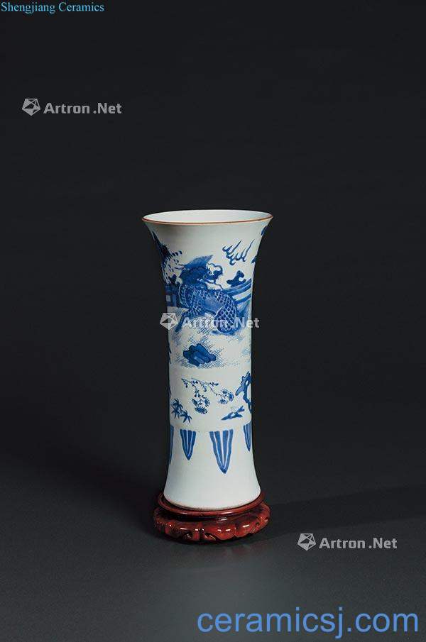 Blue and white Christmas, shunzhi vase with
