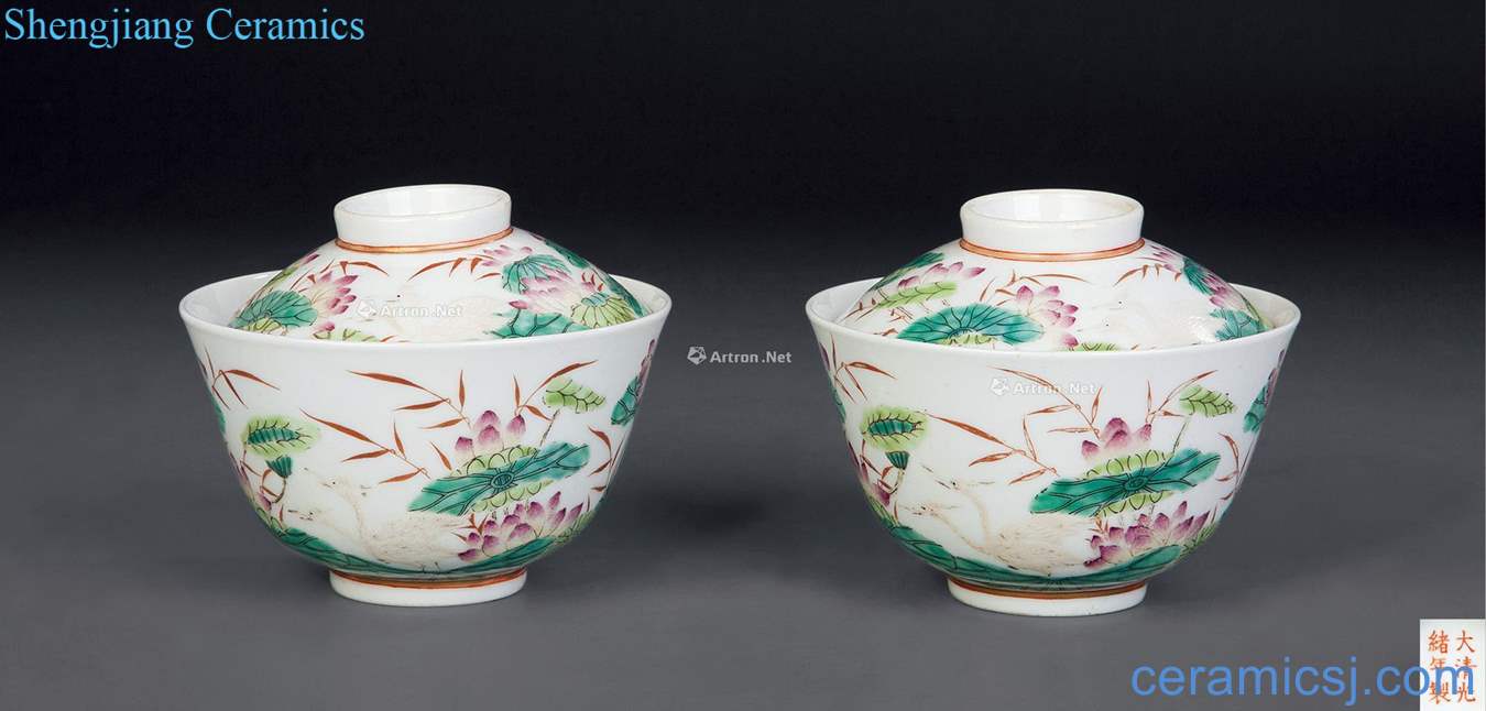 Pastel reign of qing emperor guangxu a heron branch lines tureen (a)