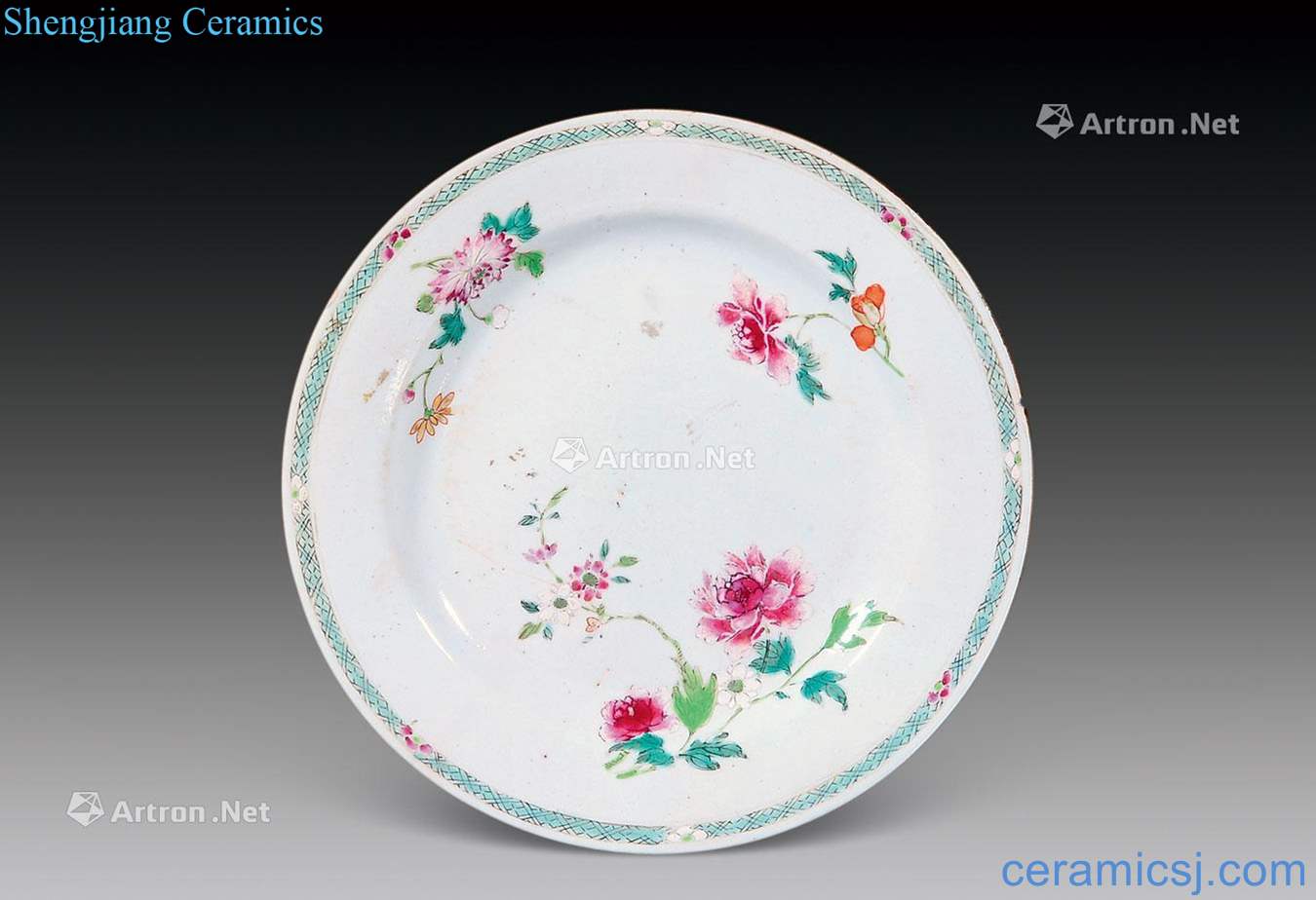 Qing yongzheng pastel flowers tray