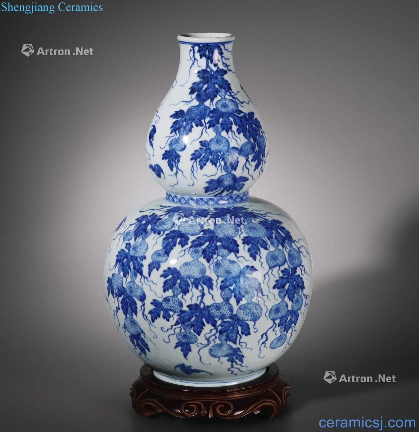 Mid qing Blue and white ten thousand generations gourd bottle