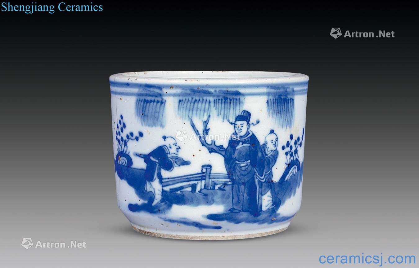 Qing dynasty blue and white together with friends and relatives censer
