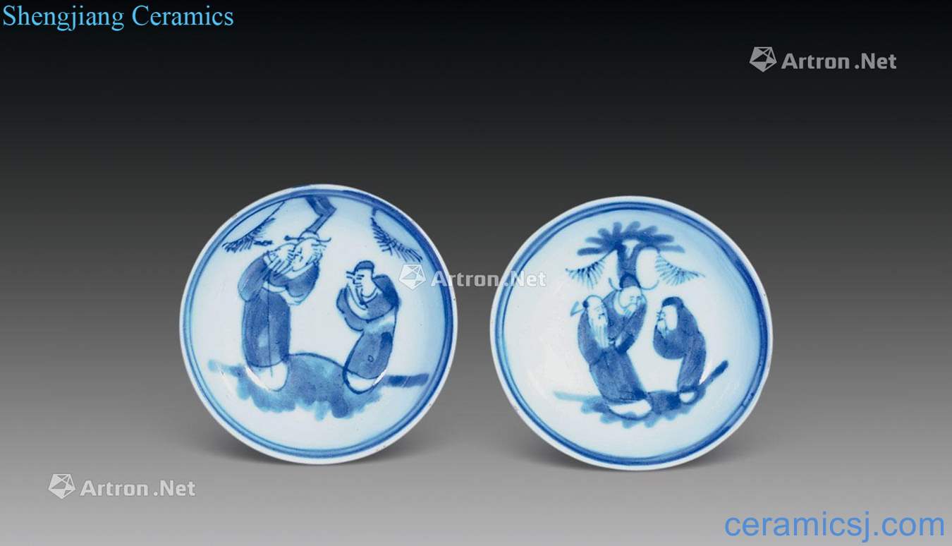 Qing dynasty blue and white samsung disc (a)
