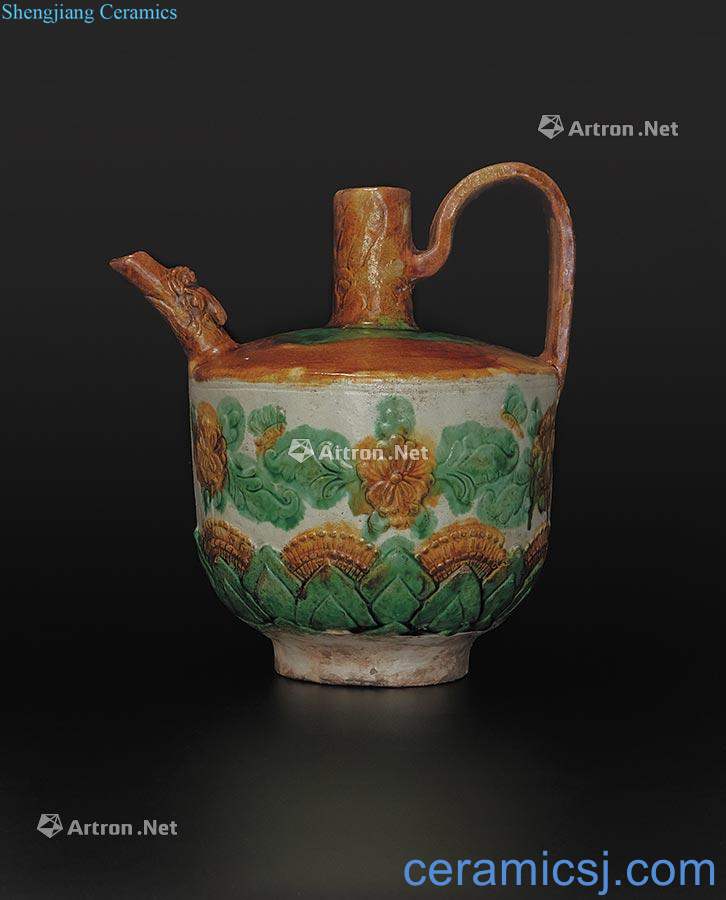 liao Three-color flower grain Long Liu ewer