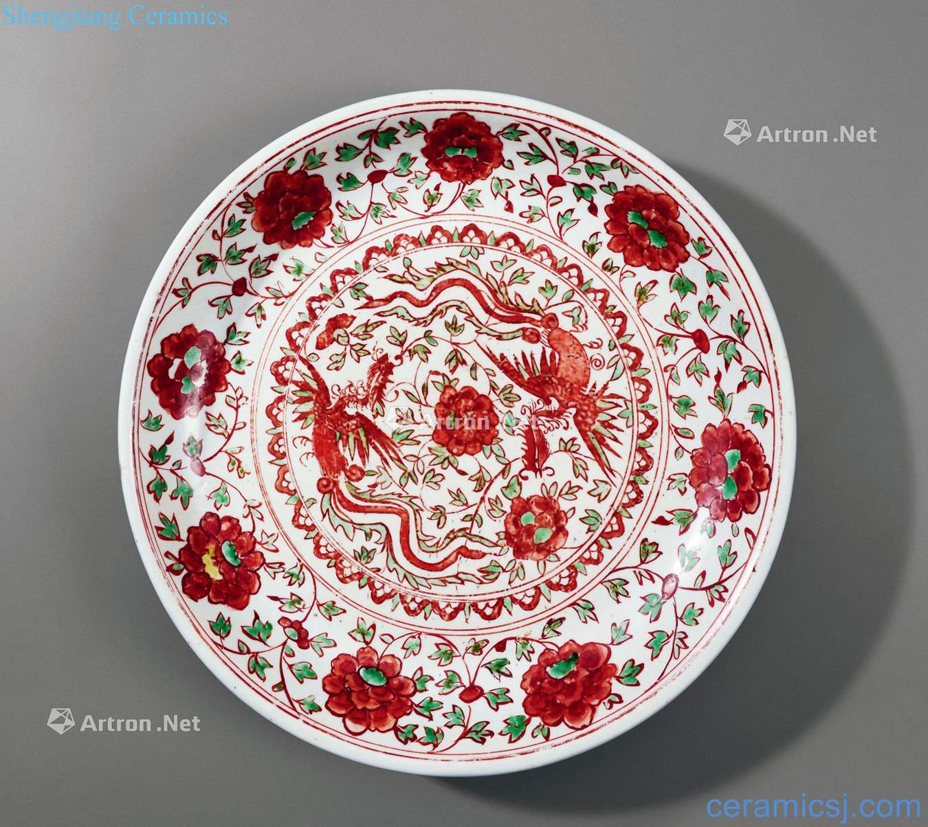 Ming jiajing Colourful feng wear pattern plate