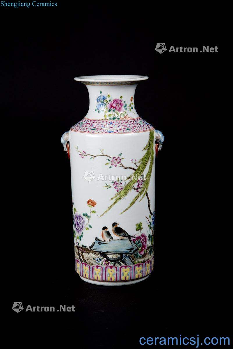 Guangxu powder enamel vase