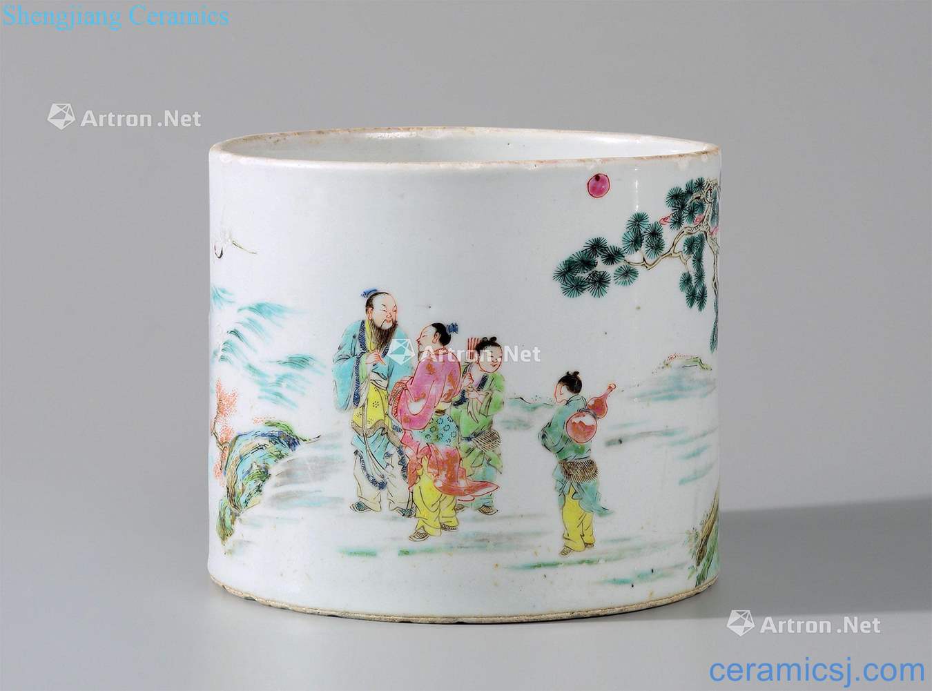 Yong zheng famille rose house add sea raise figure pen container