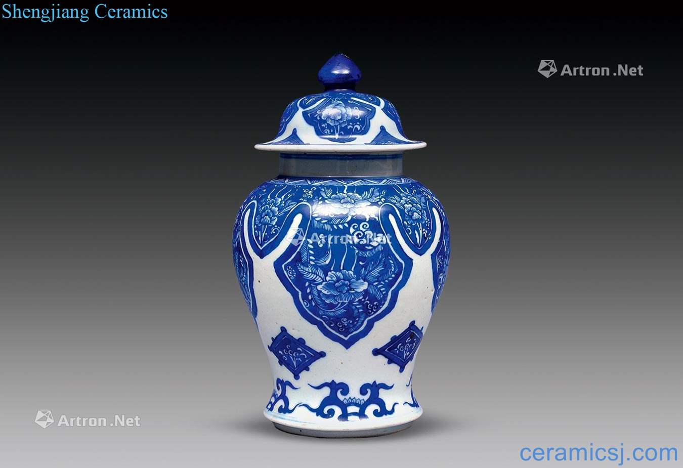 Qing guangxu Blue and white flower general grain tank