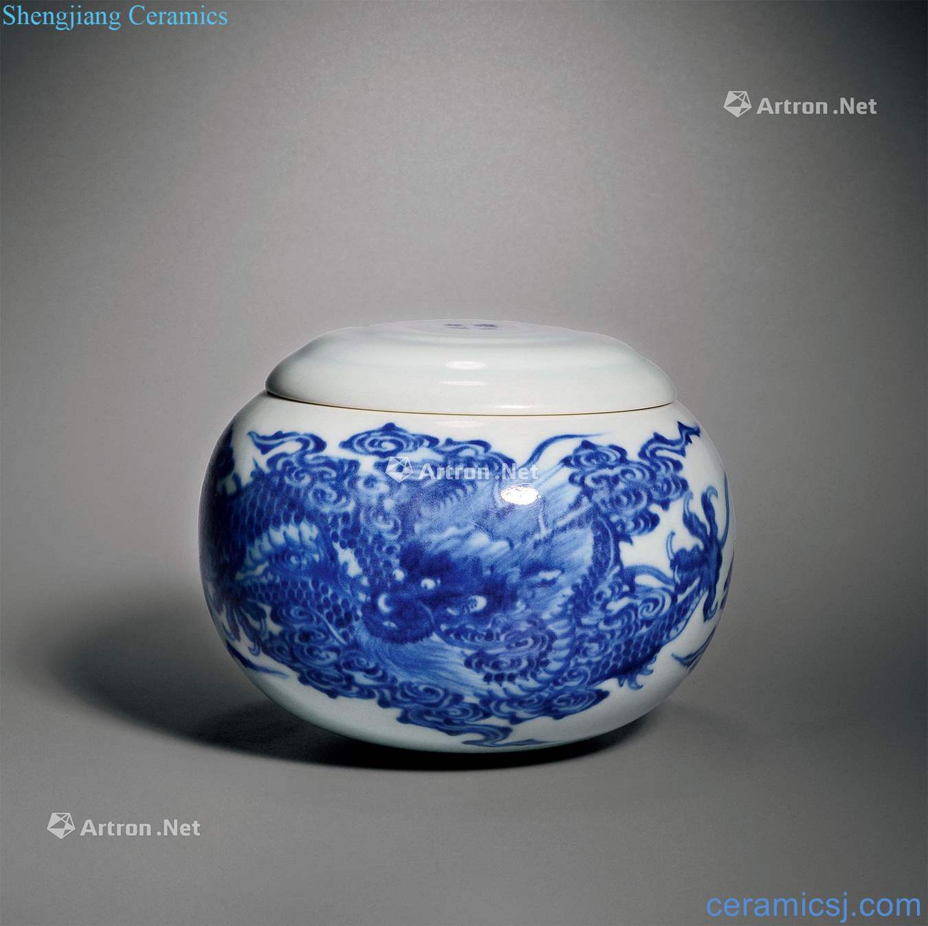 Qing yongzheng Blue and white YunLongWen cover bowl