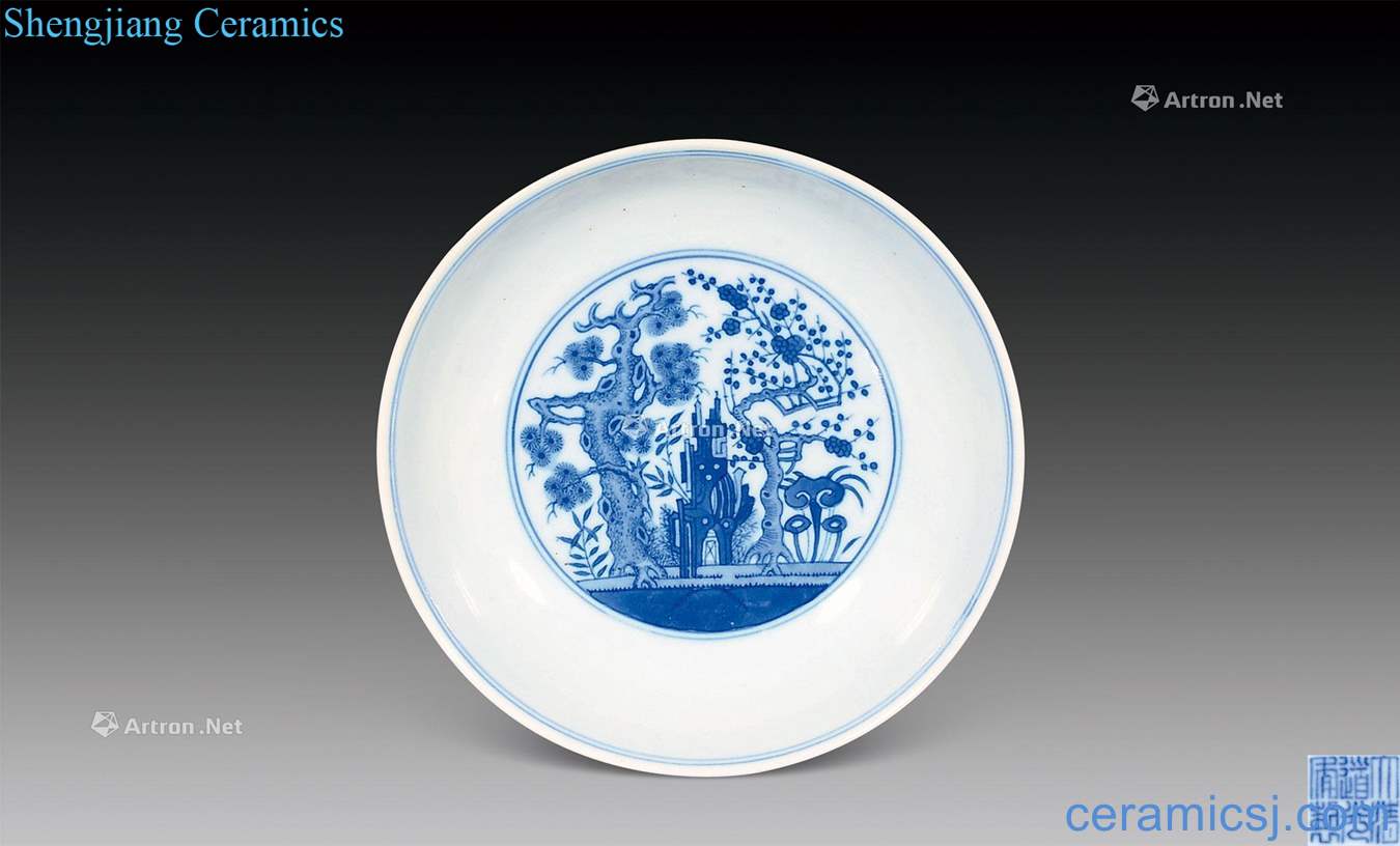 Qing daoguang Blue and white, poetic plate