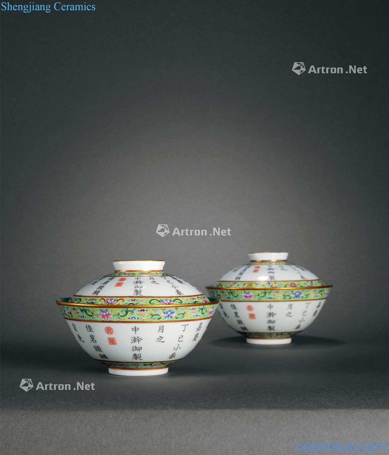 Qing jiaqing ocean color drive poetry tureen (a)