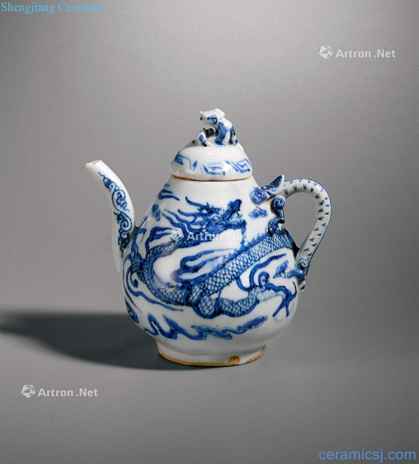 yuan Blue and white YunLongWen small pear pot