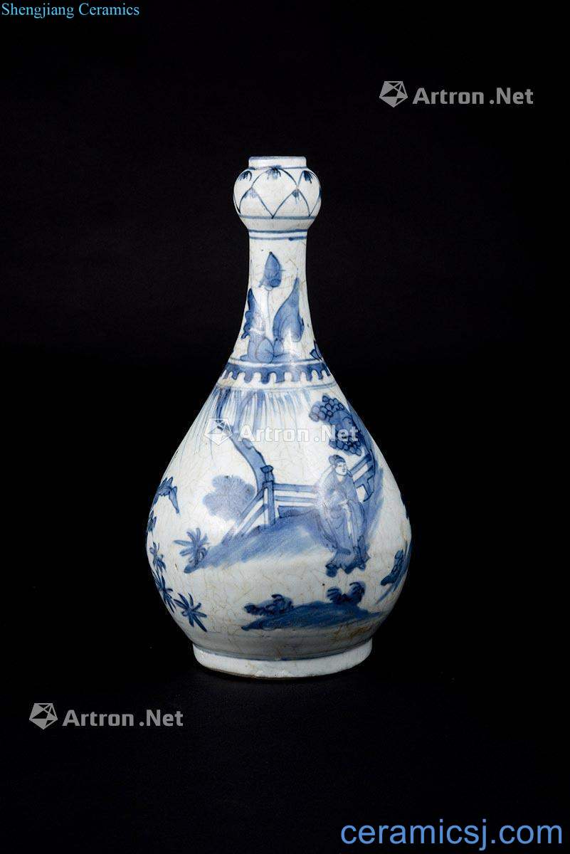Ming wanli Blue and white characters 祘 head bottle