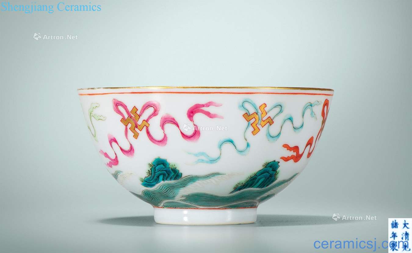 Qing guangxu Pastel jiangshan figure bowl ten thousand generations
