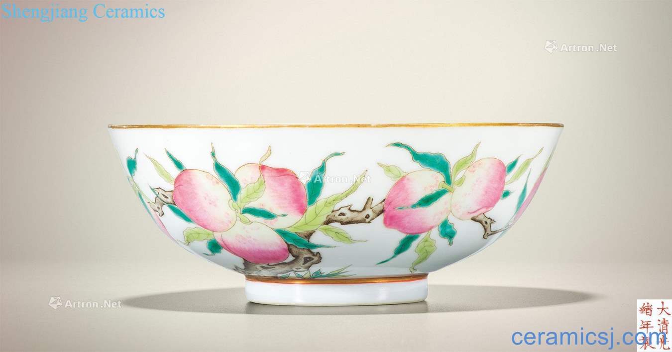 Pastel reign of qing emperor guangxu "nine peach bowl