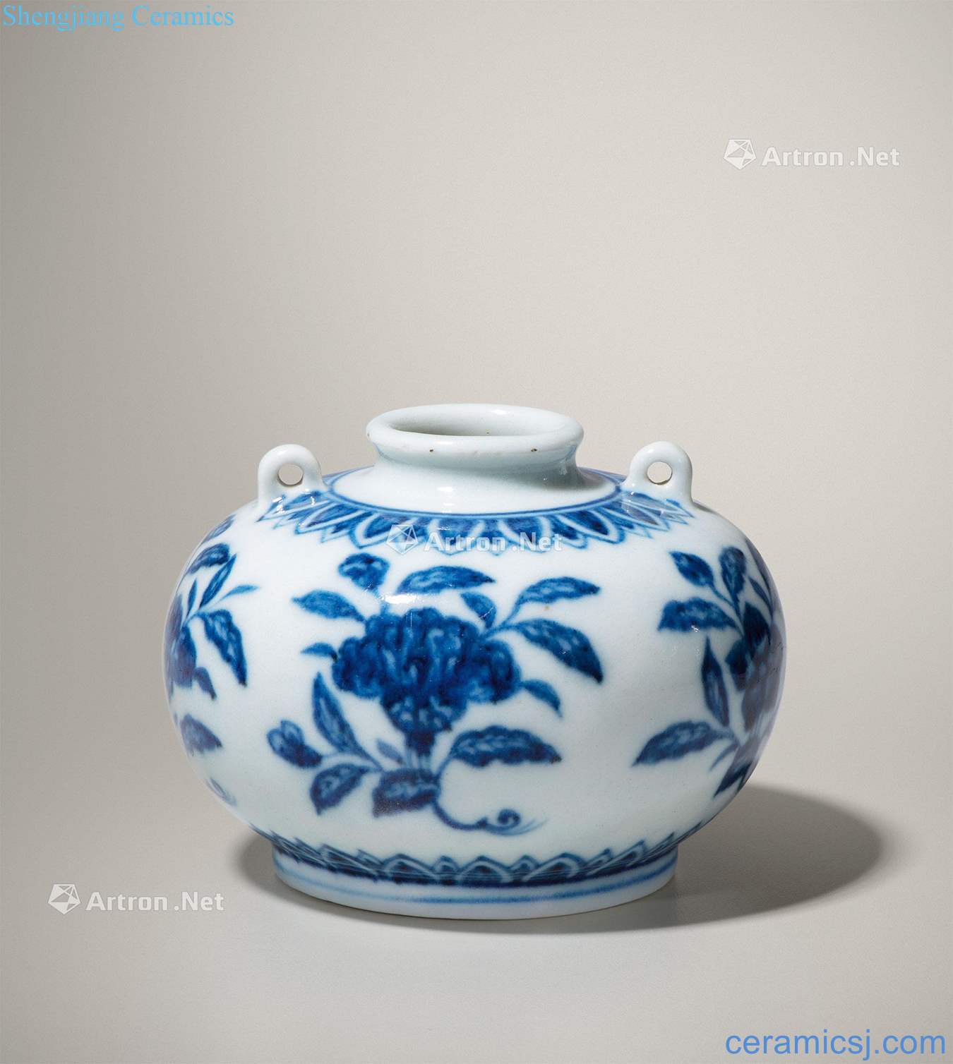 Qing yongzheng Blue and white flower grain double canister