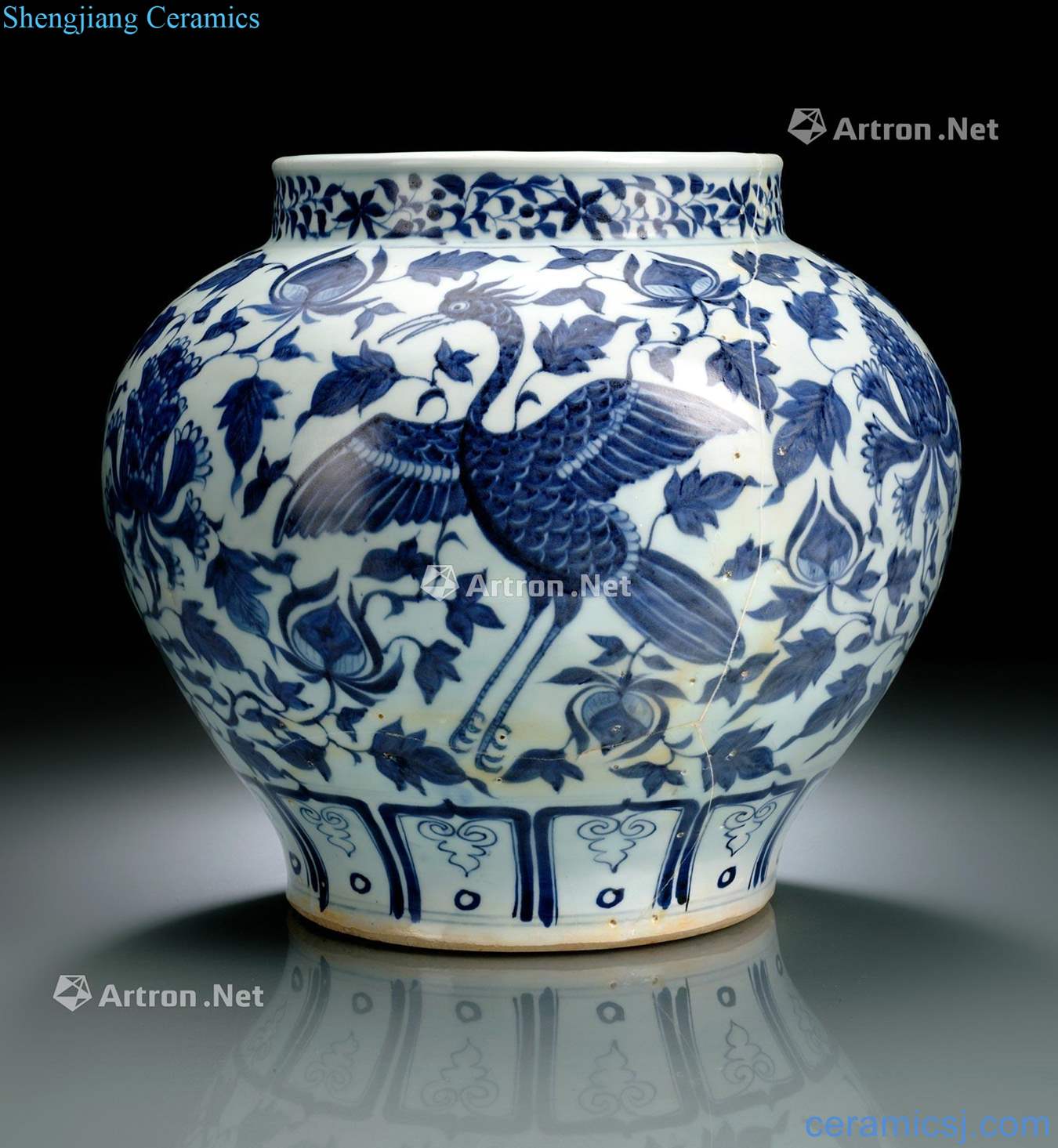 The yuan dynasty Spent (under glaze blue auspicious bird patterns cans