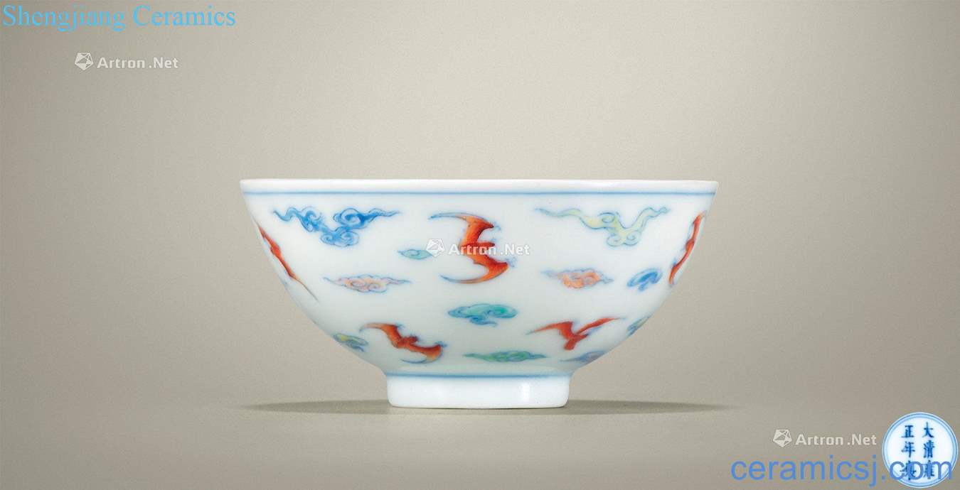 Qing yongzheng bucket clouds bats grain small bowl