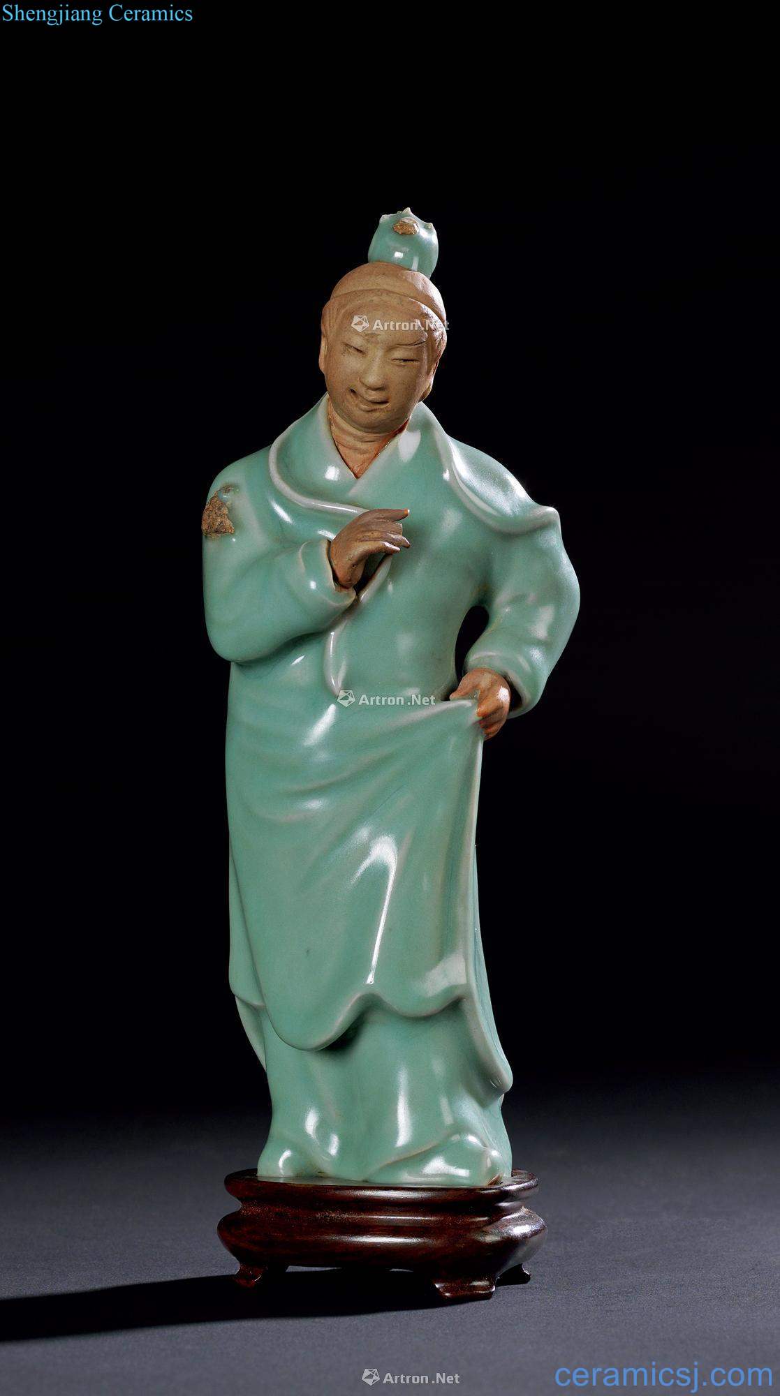 Ming Longquan celadon scholar statues