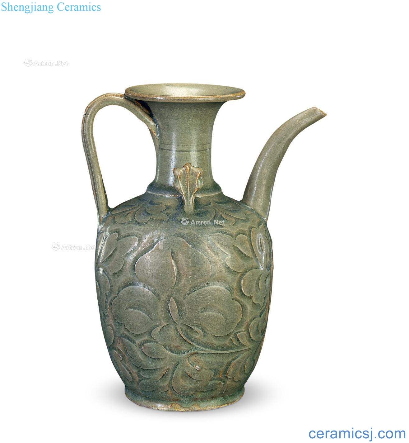 Song celadon carved flowers ewer
