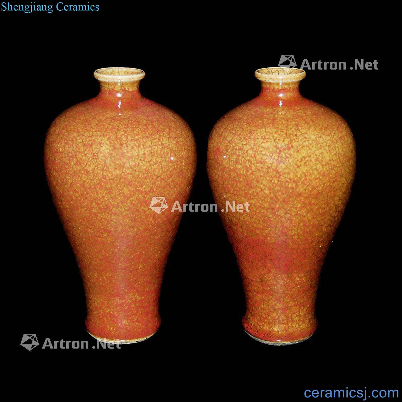 Song dynasty kiln red glaze plum bottle (a)