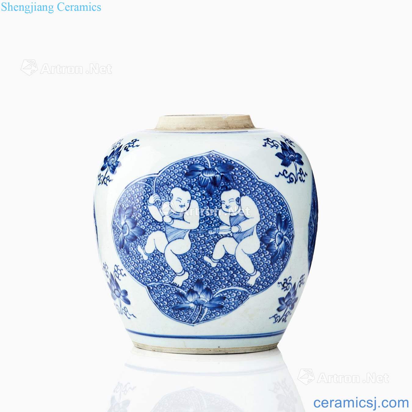 Kangxi porcelain ginger pot baby play