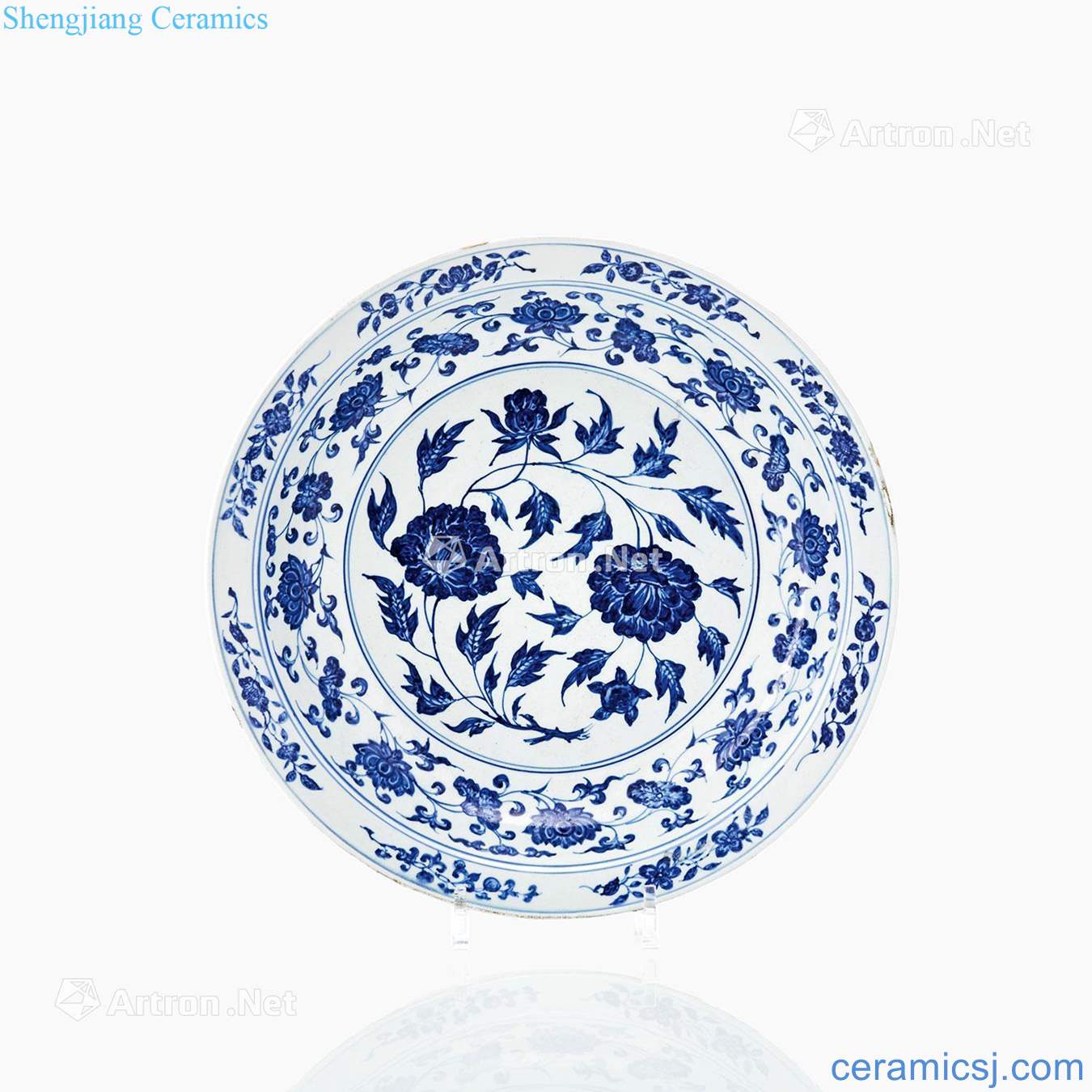 May/early of the republic of China in late qing dynasty and Ming style of blue and white peony