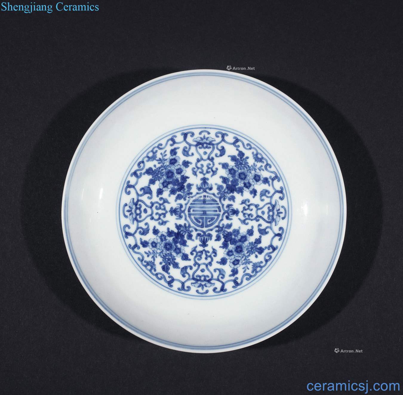 Qing yongzheng blue and white flower bouquet BingDi life of tray